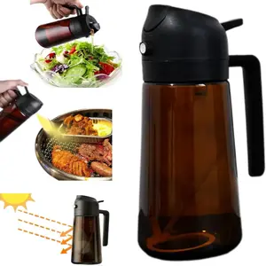 2 In1 Olive Oil Edible oil Dispenser for Kitchen, 16oz Oil Sprayer Bottle for Cooking, Glass Oil BottleSpray and Pour,-Grade Mister for Air Fryer, Salad,Baking,BBQ, Upgraded Light Blockin