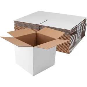 8x8x8 Shipping Boxes Set of 25, White Corrugated Cardboard Box for Small Business Packaging Mailing
