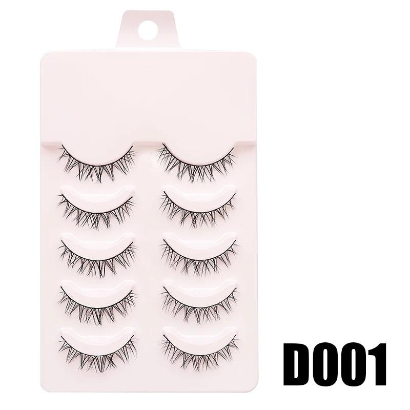 Fake Eyelash Anime Lashes 5 Pairs Little Devil Eyelashes Natural Daily Makeup Manga Eyelashes Clear Band Eyelashes