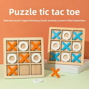 Wooden XO Tic-Tac-Toe Toy for Children: A Two-Player Interactive Tabletop Game for Developing Children's Intellectual and Logical Thinking Skills