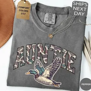 Comfort Colors  Auntie Duck Hunting Shirt, Hunting Lover Gift, Camo Aunt Tshirt - Trendy Fashion USA