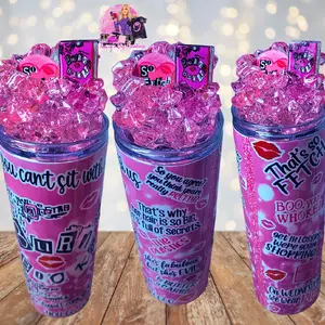 20 Oz Girly Movie Quotes Pink Faux Ice Tumbler with Removable Magnetic Lid - Perfect for Your Drinks - Bottle, Drinkware