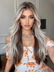 Synthetic Heat Resistant Long Natural Wave Wig, Multi-Color 22 Inch Daily Wear, Smooth Realistic Look, Suitable for Daily Use and Parties, Synthetic Material Wigs