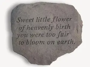 212 MAIN Handcrafted Cast Stone Weatherproof Outdoor Memorial Sign, 11x10 in Decorative Handmade Art Home Decor - "Sweet Little Flower Of Heavenly Birth" Decor Piece