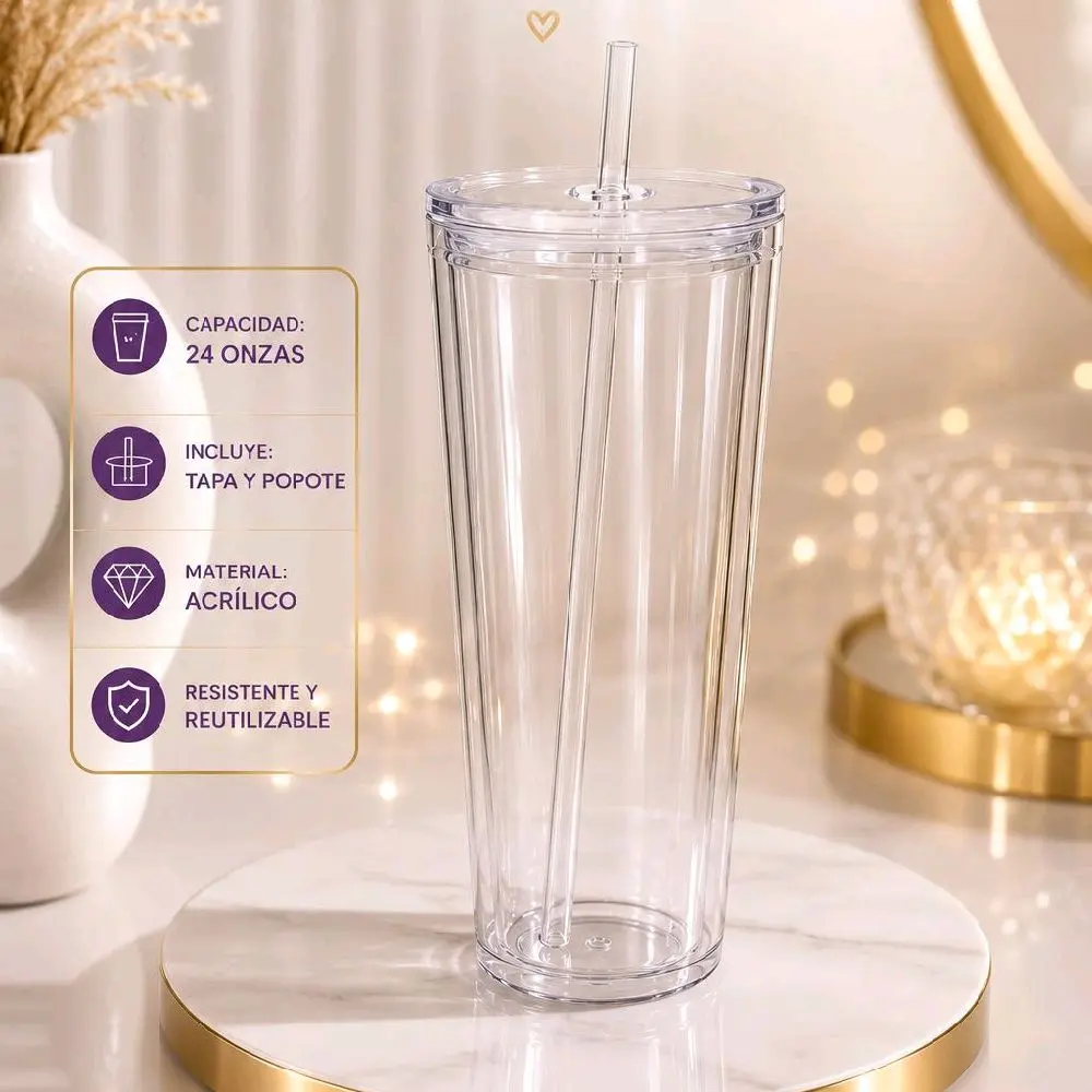 Vaso Personalizado De 24 oz - Diseñado En Vivo (Live) Si Asi Lo Deseas.
