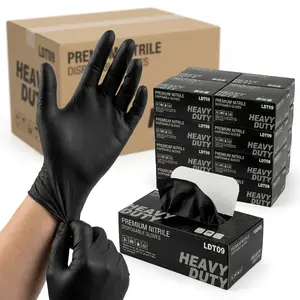 Disposable Black Nitrile Gloves, Latex Free Powder Free, Food Grade Plastic Rubber Gloves for Cooking, Hair Dye, Cleaning, Mechanics, Touch Screen Friendly Pack of 100
