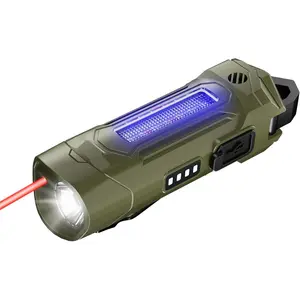 Rechargeable 500 Lumen Keychain EDC Flashlight with Magnetic Base,Red Light,UV Light with Buzzing,8 Modes,Pocket Flashlight with Clip for Outdoor,Car Repair,Emergency
