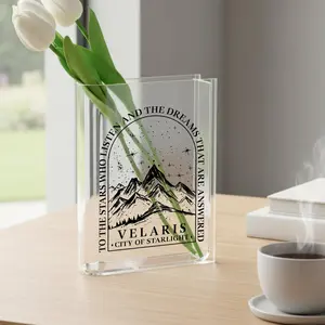 Velaris City of Starlight Night Court Acrylic Book Vase – Fantasy Literary Home Decor for Readers, Bookish Library Vase Gift