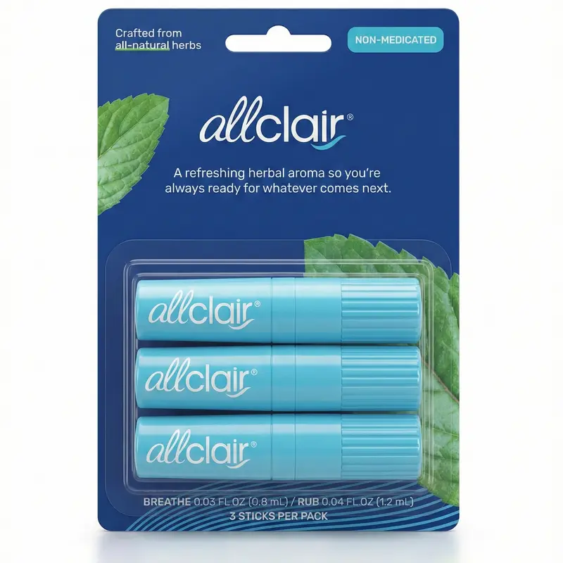 Allclair Herbal Inhaler - All-Natural Remedy for Motion Sickness, Morning Sickness, Stress, and Overstimulation - Works Fast, Drug-Free, Non-Drowsy, Portable Travel Essential