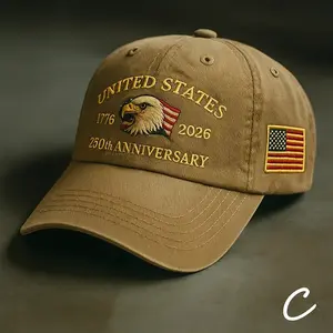 United States 1776–2026 250th Anniversary Men’s Embroidered Soft-Top Baseball Cap, Patriotic Eagle Design, All-Season for Everyday Wear, Fourth of July Street-Style Hats gifts for boyfriend