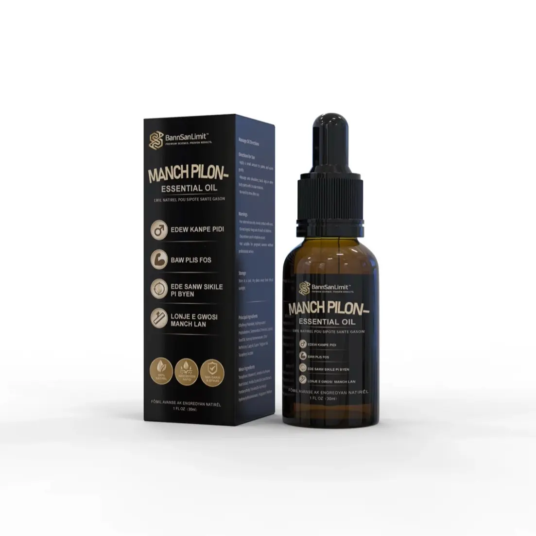 Bann San Limited Manch Pilon Essential Oil (30 ml) with Bioperine - Aromatherapy Oils, Healthy Wellness Support Supplement