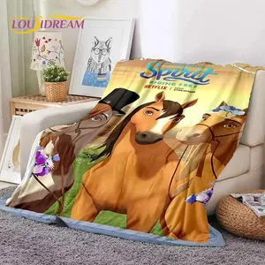 Spirit Riding  Cartoon Horses Soft Flannel Blanket for Beds Bedroom Sofa Picnic,Throw Blanket for Cover Outdoor Leisure Gift