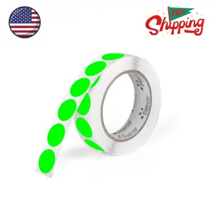 Fluorescent Green 1-Inch Round Circle Dot Sticker Labels with Easy Peel Perforation - 1,000 Labels