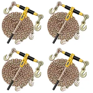 VEVOR Ratchet Chain Binder, 3/8 inx 20 ft G80 Chains, 9200 lbs Working Load of Ratchet Load Binder, Chains and Binders Set, Tie Down Hauling Chain Binders for Hauling, Towing, Logging, Lifting