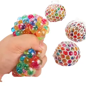 Rainbow Squishy Ball Soft and Plush Round Toy for Imaginative Play - PVC Free, Colorful Beads, Ideal for Children