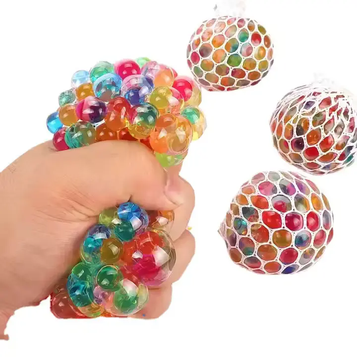 Rainbow Squishy Ball Soft and Plush Round Toy for Imaginative Play - PVC Free, Colorful Beads, Ideal for Children