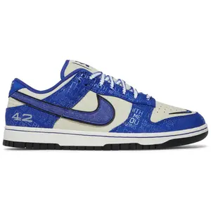 Nike Dunk Low Jackie Robinson Mens Sneaker DV2122-400 Authentic Original Blue White Baseball Athletic Sports Fashion Shoe
