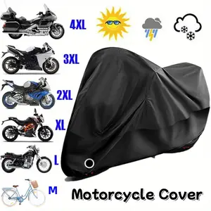 Universal Heavy-Duty Weatherproof Motorcycle & Bicycle Cover, Multi-Sizes, Thick Material, Anti-Theft Lock-Hole, Buckle, UV-Protection, Outdoor-Safe Storage Bag, 4-Season All-Day Use for Motorcycles & Bicycles