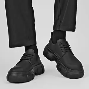 LISM Men's Chunky Platform Ankle Boots with Thick Sole - PU Houndstooth/Tartan/Shetland Pattern Lace-Up Round Toe Boots, All-Season All-Terrain Traction for Casual, Outdoor & Formal Wear (/Office/Street Style) - British-Inspired