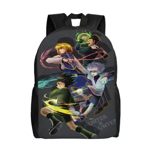 Hunter x Hunter Backpack Water-Resistant Student School Bag Daily Campus Use 17 Inch Laptop Travel Rucksack Lightweight Durable for Boys Girls Men and Women Ideal Gift