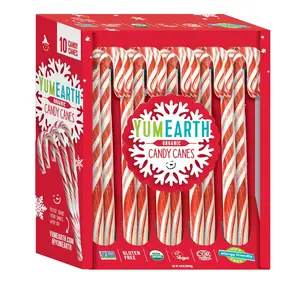 YumEarth Organic Peppermint Candy Canes - Full Size, Allergy-Friendly, Vegan, Non-GMO - 10 Count Pack