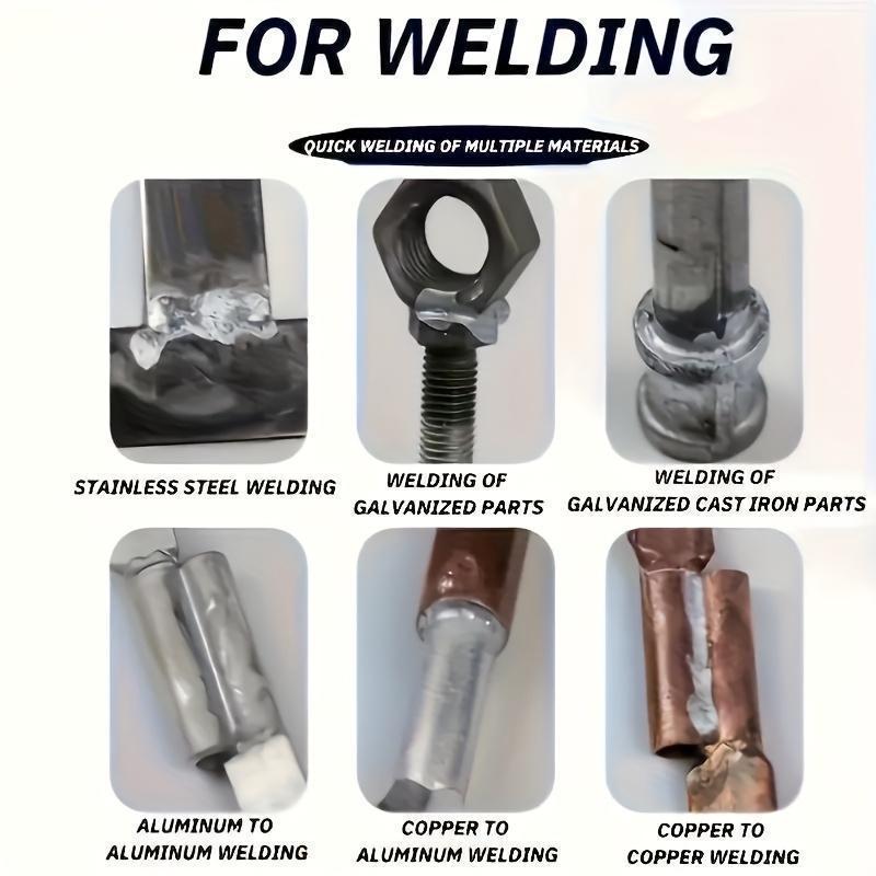 Low-Temperature, Easily Fusible Aluminum Welding Rods, Suitable for Water Tanks and Pipes. Multi-Functional, Fast-Melting Flux-Cored Rods, Suitable for Stainless Steel, Copper, Iron, and Aluminum, Effectively Repairing and Filling Welds