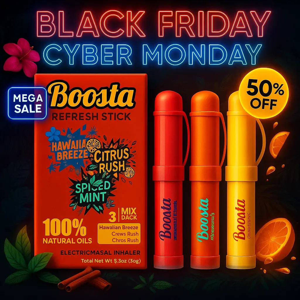 Boosta Electric Nasal Inhaler Stick - Portable & Powerful Essential Oil  Vaporizer for Sinus & Congestion Relief, Natural Menthol Peppermint &  Camphor, 3-Pack Variety Mix Hawaiian Breeze Citrus Rush Spiced Mint -