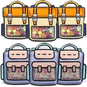 30-Pack Transparent Cartoon Backpack Goodie Bags, Waterproof Smell-Proof Reusable Resealable Small Plastic Ziplock Storage Bags with Handles, Candy Packaging for Home Party Favors, Birthday Gifts (Mix Color)