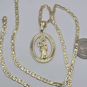 THE GRIM REAPER/ LA SANTA MUERTE FASHION necklace with chain gold-plated 24"inches