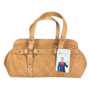 Pre-owned BALLY Leather Tote Bags Italy Moreen T Quilted Tan Boston Brushed Brass Satchel Hand Bag Purse