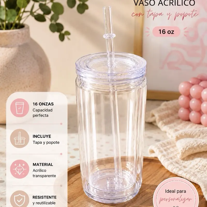 Vaso de acrilico 16oz personalizado en live