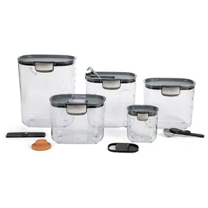 ProKeeper+ 9 Piece Clear Plastic Airtight Food Flour and Sugar Baker's Kitchen Storage Organization Container Canister Set with Magnetic Accessories