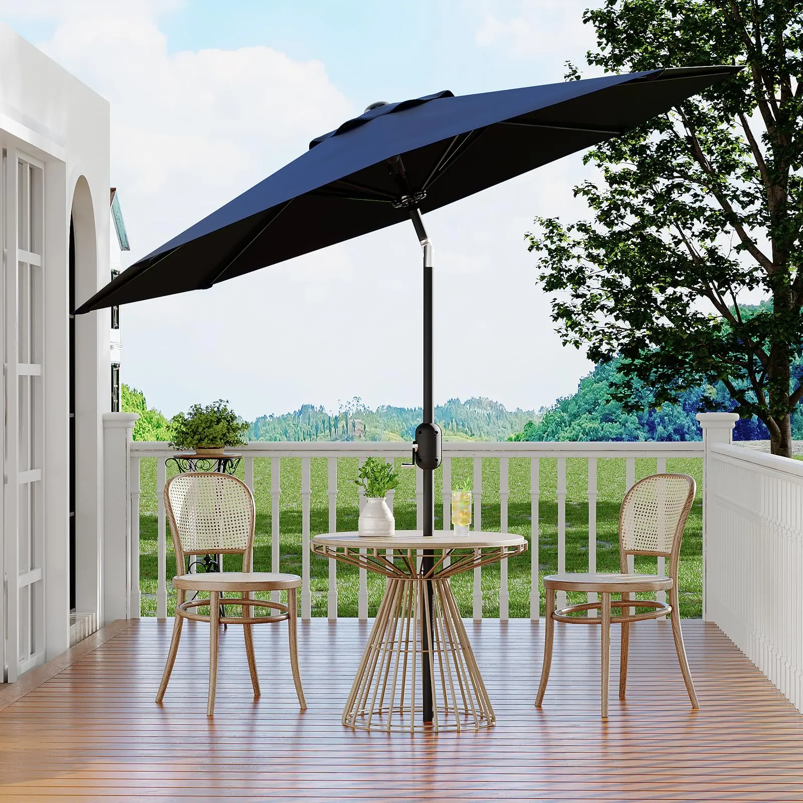 10FT Patio Umbrella with Easy Crank Lift & Push-Button Tilt, 8 Reinforced Ribs, Superior UV 10FT Patio Umbrella with Easy Crank Lift & Push-Button Tilt, 8 Reinforced Ribs, Superior UV