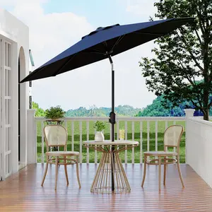 10FT Patio Umbrella with Easy Crank Lift & Push-Button Tilt, 8 Reinforced Ribs, Superior UV Protection – Durable Wind-Resistant Outdoor Market Parasol for Patio, Garden, Deck, Yard, or Poolside – Elegant Navy Blue