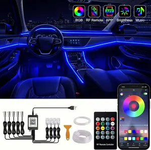 9-in-1 RGB Car Interior Ambient Light Kit – APP & Remote Control, Music Sync, Multicolor LED Lighting