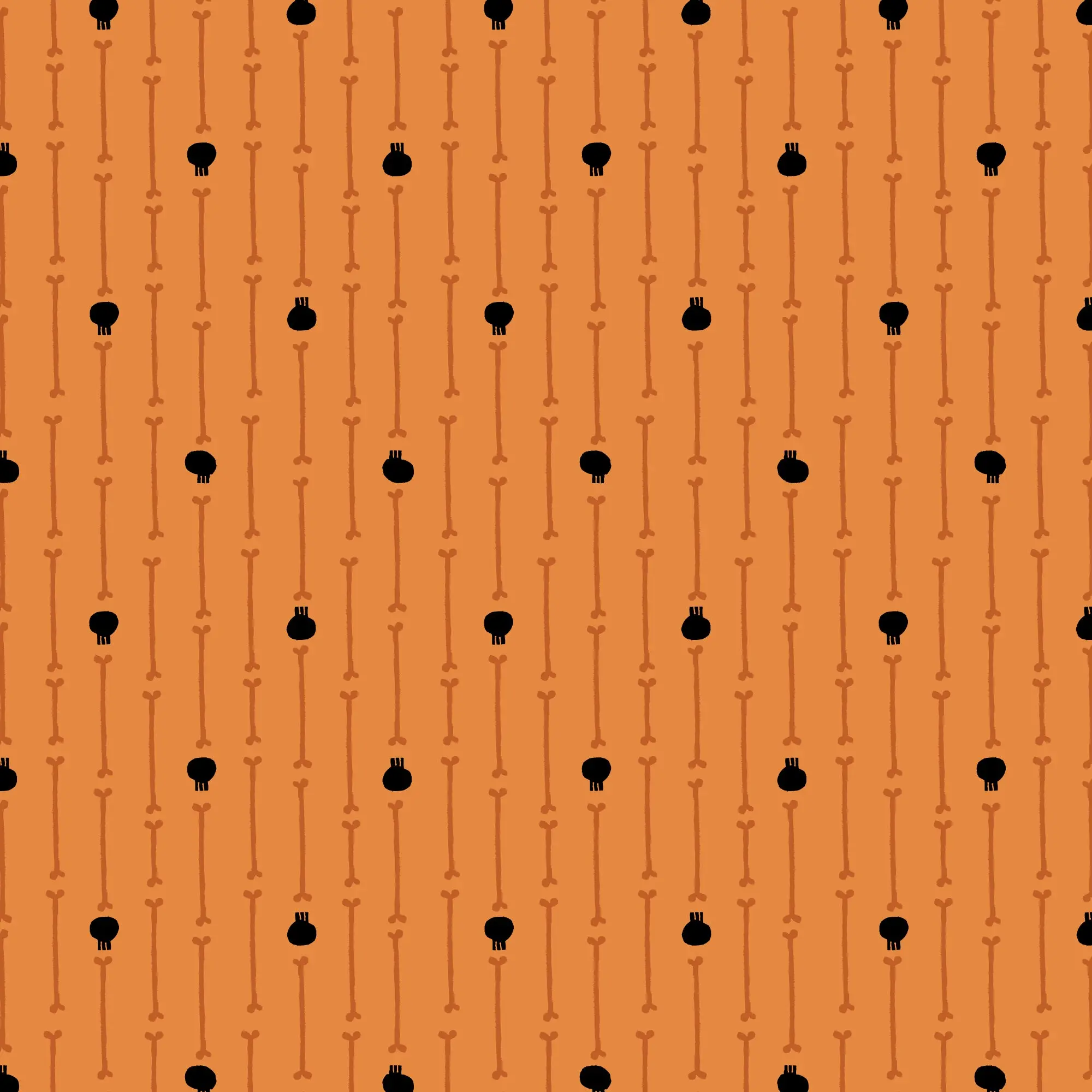 Fabric Cloud9 Orange Skull Stripe Dem Bones by the Quarter Yard 229184