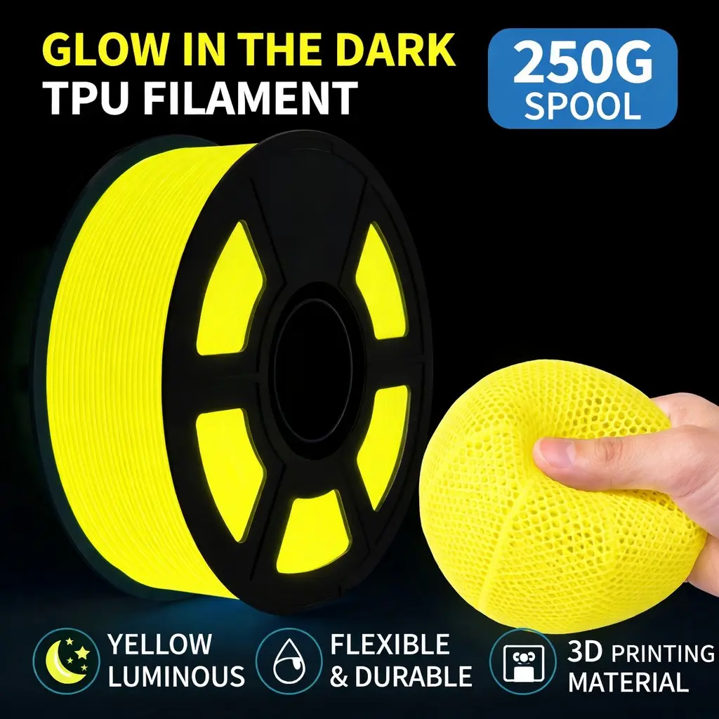 Filajoy Glow-In-The-Dark Flexible Tpu Filament 1.75mm 250g, High Elasticity Wearable Device Maker Material, LED Printing Consumables