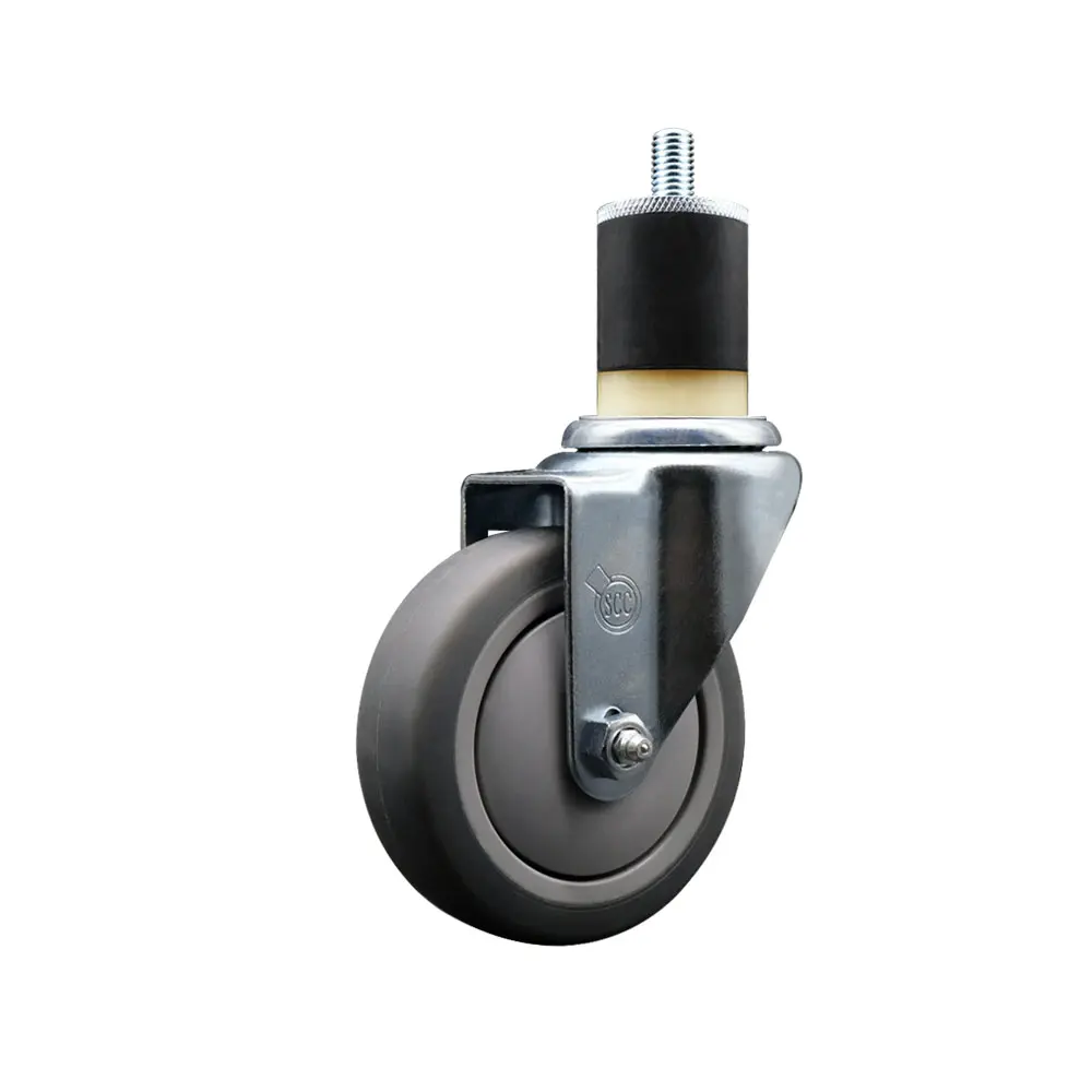 Service Caster SCC-EX20S414-TPRB-178 Heavy-Duty Swivel Expanding Stem Caster with 4 in. Gray Furniture Moving Swivel Wheels, 1.87 in. Stem for Tools & Hardware Applications
