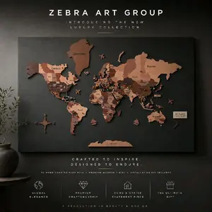 Wooden World Map Wall Art – 3D Luxury Room Accessories  Decoration for Home or Office – Perfect Gift for Travelers  Artistic Ornaments