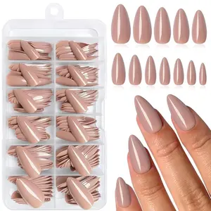 120Pcs Brown Almond Shape Press on Nails Medium Fake Nails Press ons, Full Coverage Nail Art, Easy Removal, Glossy Finish, Press-On Nails, Y2K Nails, Enhances Elegance, Suitable for Women and for Daily Wear