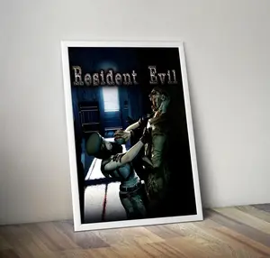 [Unframed] Resident Evil Jill Valentine vs Zombie Survival Horror Video Game Poster Wall Art - Premium High-Definition Silk Print for Gamer Room Man Cave Decor - Iconic Horror Gift for Fans & Collectors