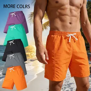 Men's summer quick drying shorts with drawstring elastic band design, breathable, lightweight, loose casual, fashionable, versatile shorts