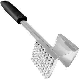 Gorilla Grip Patented Dual-Sided Meat Tenderizer, Heavy Duty Kitchen Mallet with Soft Handle, Spiked Side Tenderizes and Smooth Flattens, Maximize Food Flavor, Commercial Grade Chicken Pounder