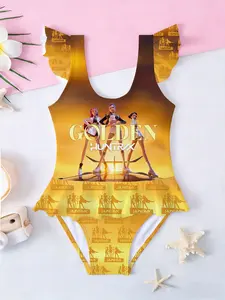 Kpop Demon Hunters Girls Swimming Suit, Cute Cartoon One-Piece Swimwear for Kids, 3D Colorful Beach Print, Best Birthday Gift for Baby Girls, Swimsuit