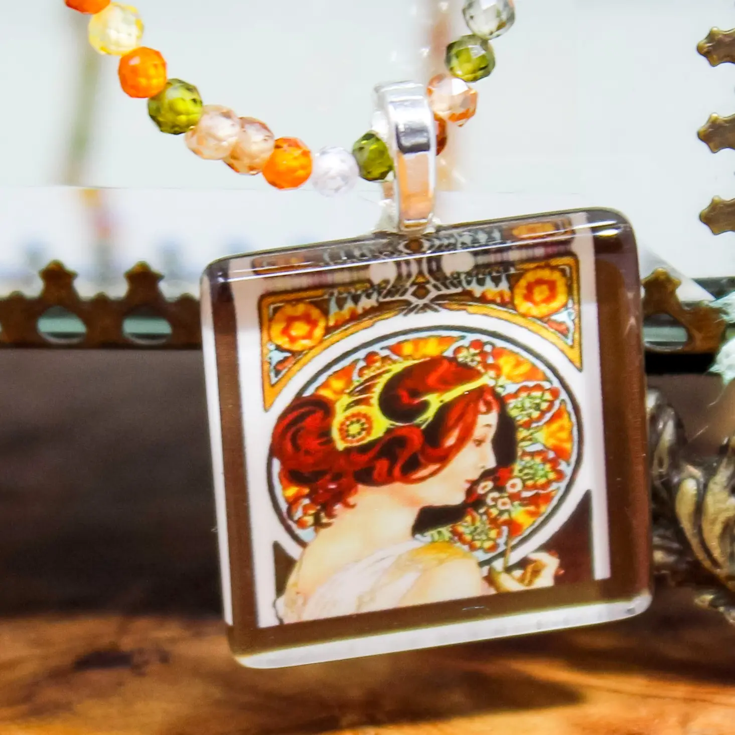 Alphonse Mucha Inspired Primrose Necklace