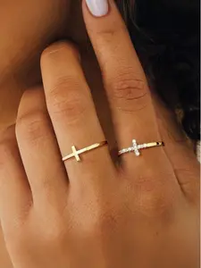 New Trendy Elegant Cross Ring, Religious Cross Ring, Religious Symbolism, Faith Jewelry, Adjustable Open Design, Adjustable Fit, Anniversary Gift, Thoughtful Gift, Anniversary Rings, Daily Wear, Perfect for Girlfriend