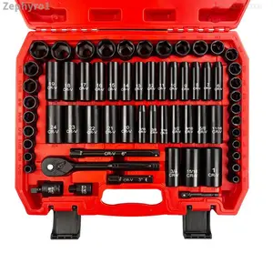 64pcs 3/8 "Socket Set,Drive Impact Socket Set, SAE/Metric, Deep & Shallow, Cr-V Steel, 6 Point with Adapters, 72T Ratchet Handle, Extension Bars,Bit Adapter,6-24mm,5/16-1 inchZephyroFFSummitSupply7