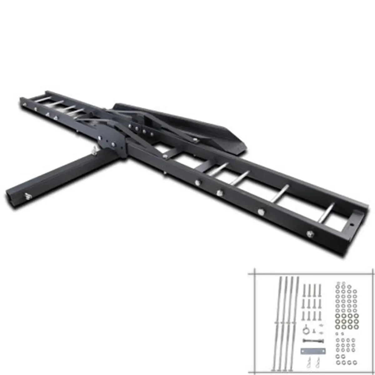 212 MAIN Hitch Mount Motorcycle Carrier, Heavy-Duty Iron Construction with Anti-Tilt Locking Device for Outdoor Transport, Holder, Iron Frame, 46.3 Lbs