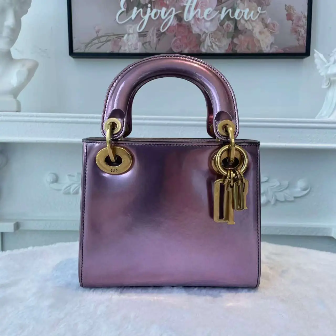 Pre-owned Dior Patent Shoulder Bags BJ11018050105 Lady Purple Mini