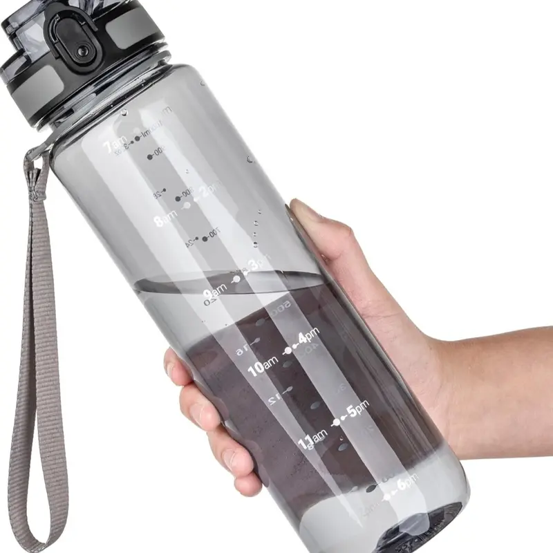 2-Pack Sports Water Bottles with Time Marker – Clear & Frosted BPA-Free Tritan, Flip Top, Non-Toxic & Durable – Ideal for Gym, Office, and School”